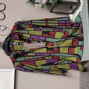 Ali Miles Large Multi colored Block Print Jacket